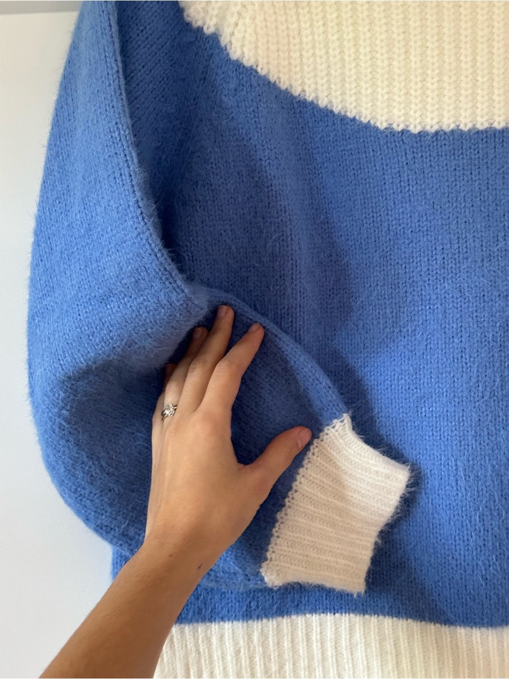 FRNCH Blue and Cream Crewneck Sweater